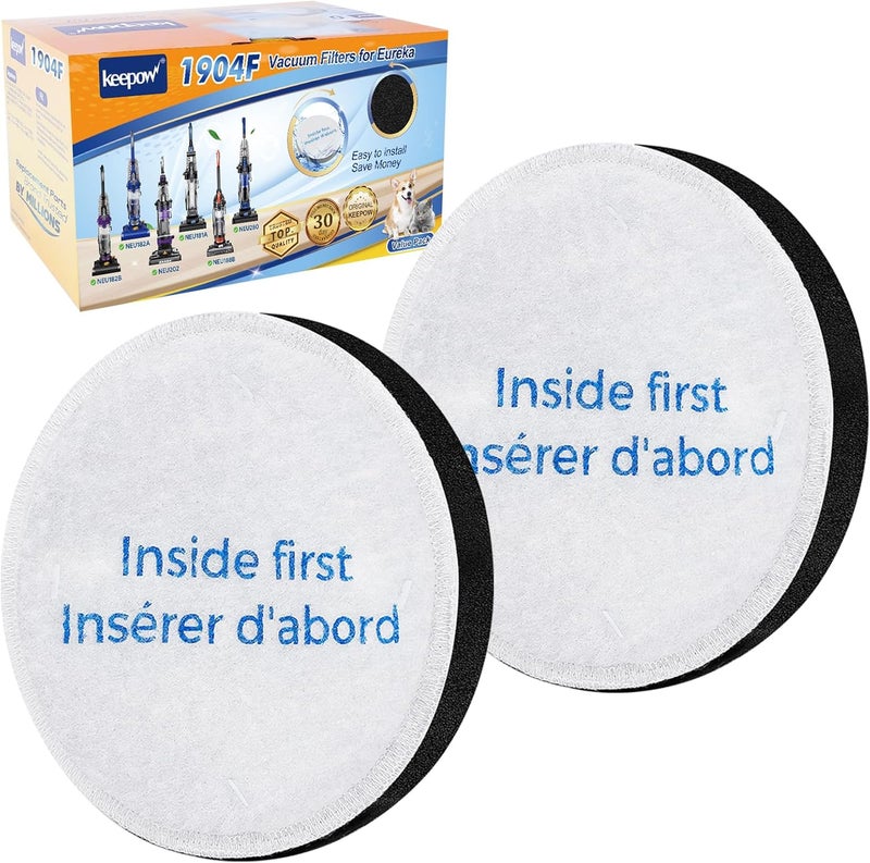 KEEPOW Vacuum Filter Replacement Compatible With Eureka Powerspeed NEU180 NEU180C NEU182A NEU182B NEU12CT NEU186 NEU188 NEU188A NEU190 NEU192A, E10s, E20 Plus, Part #E0202, 2 Pack - Image 1