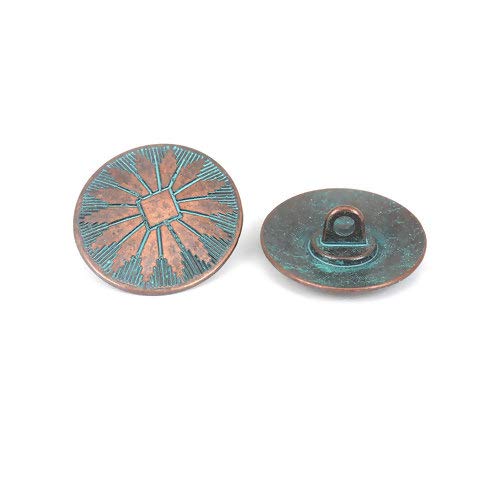 KARMELLING 10 PC Antique Copper Alloy Metal Patina Sewing Shank Buttons Oval Shape Buttons 25mm x22mm(1" x 7/8") - Image 5