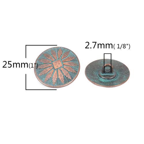 KARMELLING 10 PC Antique Copper Alloy Metal Patina Sewing Shank Buttons Oval Shape Buttons 25mm x22mm(1" x 7/8") - Image 2