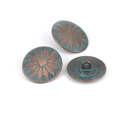 KARMELLING 10 PC Antique Copper Alloy Metal Patina Sewing Shank Buttons Oval Shape Buttons 25mm x22mm(1" x 7/8") - Image 3