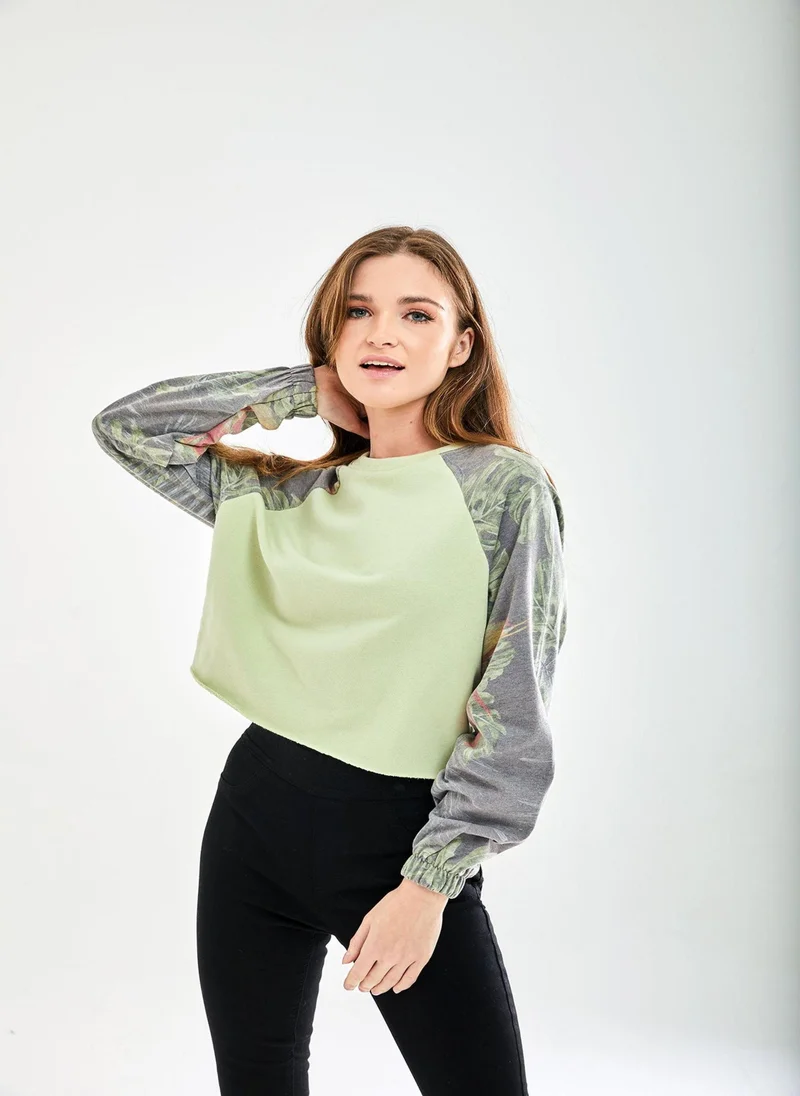 Liquorish Printed Raglan Sleeve Sweat