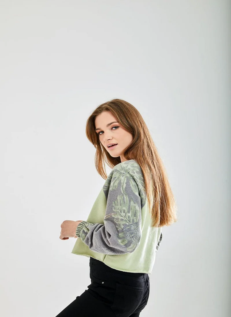 Liquorish  Printed Raglan Sleeve Sweat for Women | Best Price UAE
