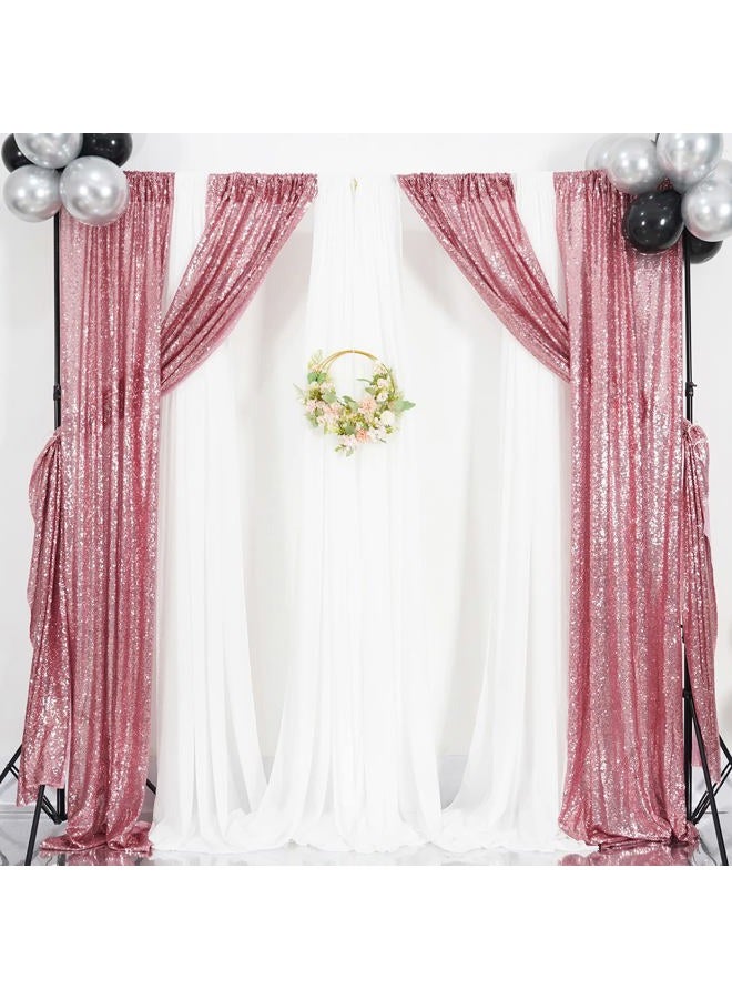 Poise3EHome Fuchsia Pink Sequin Backdrop Curtains, 2 Panels Sequin Backdrop, 2FTx8FT Sequin Curtains for Party Wedding Sequence Backdrop - Image 1