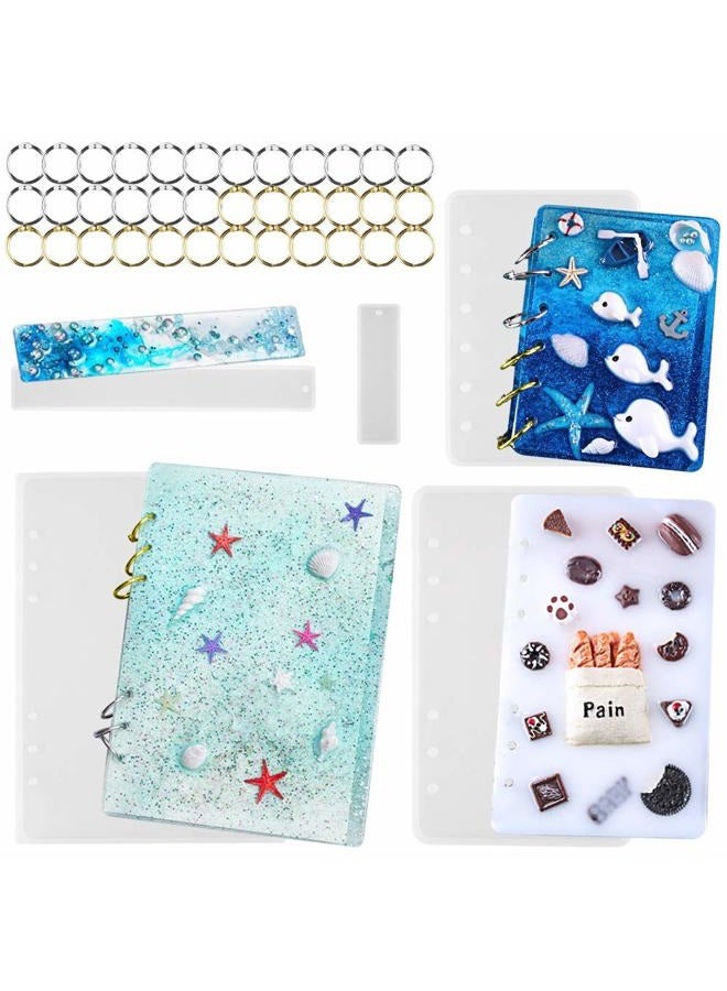 Tomorotec Note Book Cover Resin Mold, Clear Casting Epoxy Resin Molds Book Cover A6,A5,A7 with 36 PCS Book Rings and 2 PCS Bookmarks - Image 1