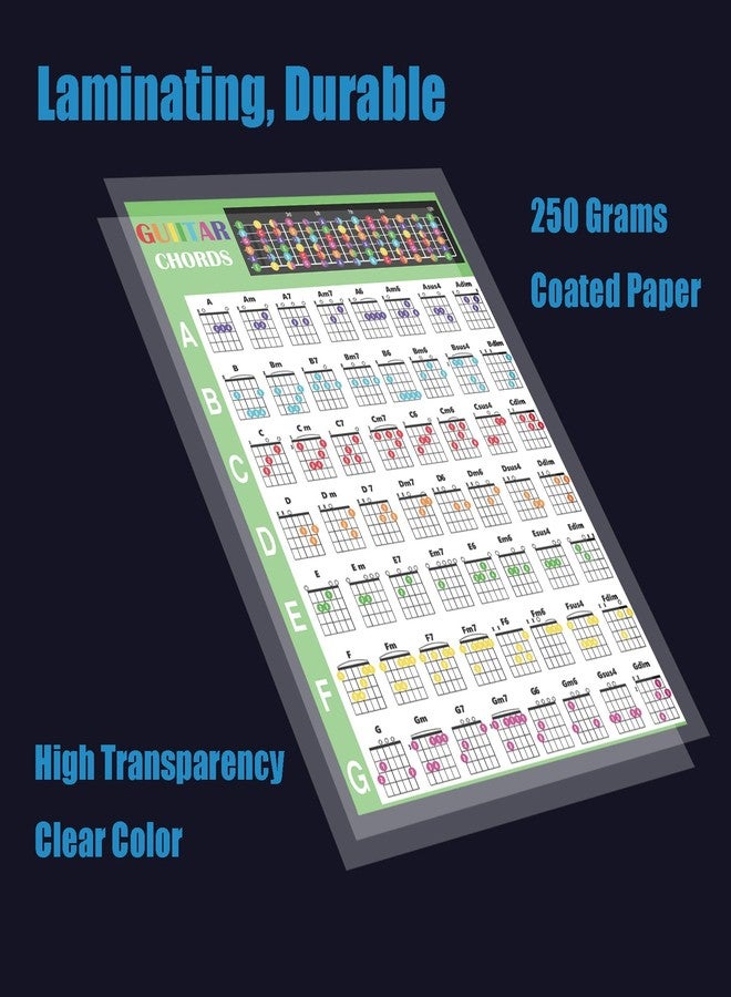 Junlego 2 Pcs Guitar Chord Chart Mini Guitar Chord Poster For Beginner Laminated A4 Size - Image 3