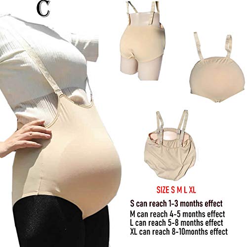 BIMEI Fake Pregnancy Belly Bodysuit Fake Belly Costumes not include the fake pregnant belly (L, Beige) - Image 3