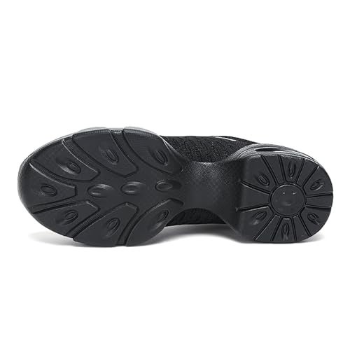 SECHRITE Jazz Sneakers for Women Men Split Sole Dance Sneakers Black Hip Hop Dance Shoes Lace Up Dancing Sneakers Air Cushion Platform Breathable Trainers Athletic Walking Shoes Black 43 - Image 5