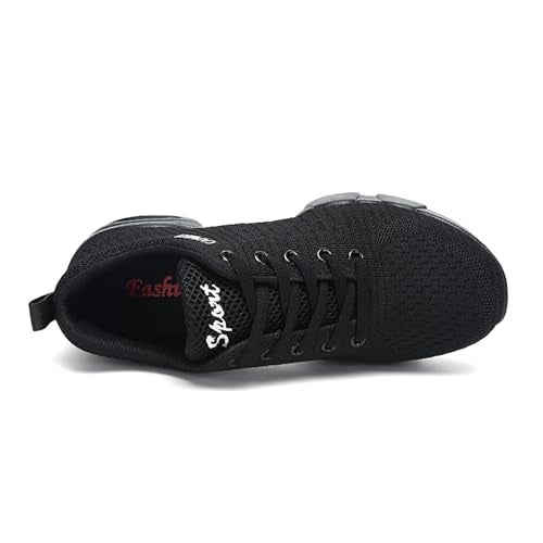 SECHRITE Jazz Sneakers for Women Men Split Sole Dance Sneakers Black Hip Hop Dance Shoes Lace Up Dancing Sneakers Air Cushion Platform Breathable Trainers Athletic Walking Shoes Black 43 - Image 4