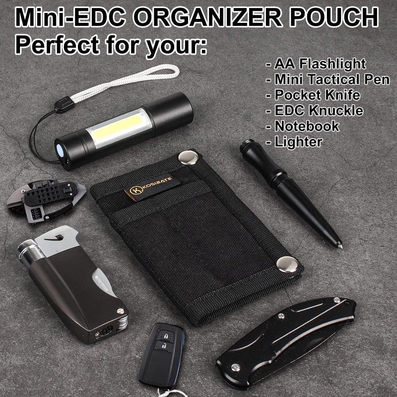 ‎KOSIBATE Kosibate EDC Pouch, EDC Organizer, Mini Tool Pouch for Knife/Flashlight/Tactical Pen/Card-Men's Slim Pocket Organizer for Daily Carry (Black) - Image 2