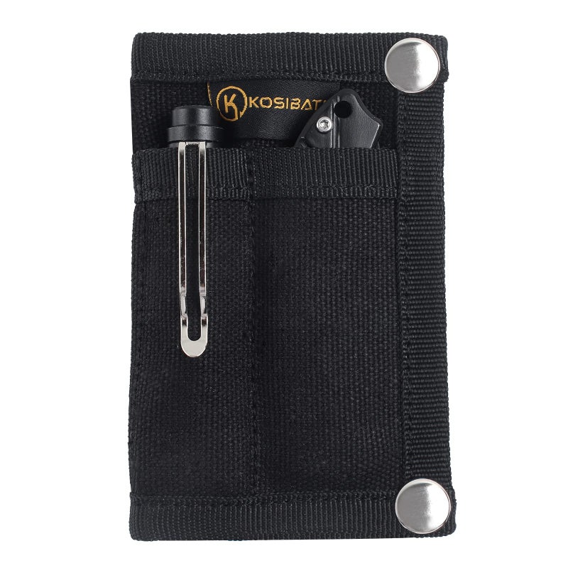 ‎KOSIBATE Kosibate EDC Pouch, EDC Organizer, Mini Tool Pouch for Knife/Flashlight/Tactical Pen/Card-Men's Slim Pocket Organizer for Daily Carry (Black) - Image 1