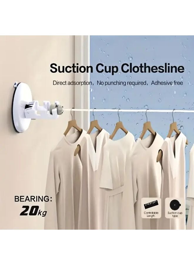 الخيط الأبيض الثقافي الثقيل بدون حفر مع أكواب شفط قابل للتمديد لتعليق الغسيل بسعة 20 كجم - Image 2