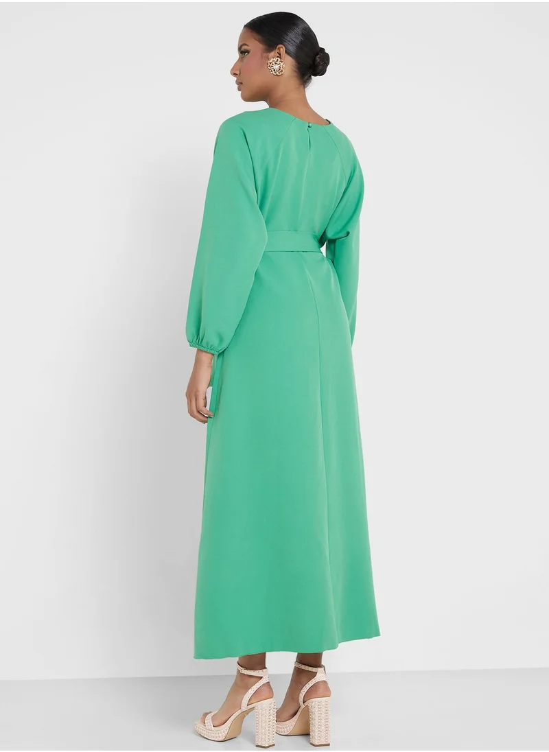 Khizana Belted A-Line Dress