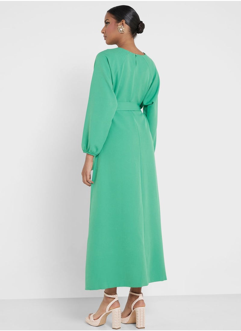 Khizana - Belted A-Line Dress - Image 1