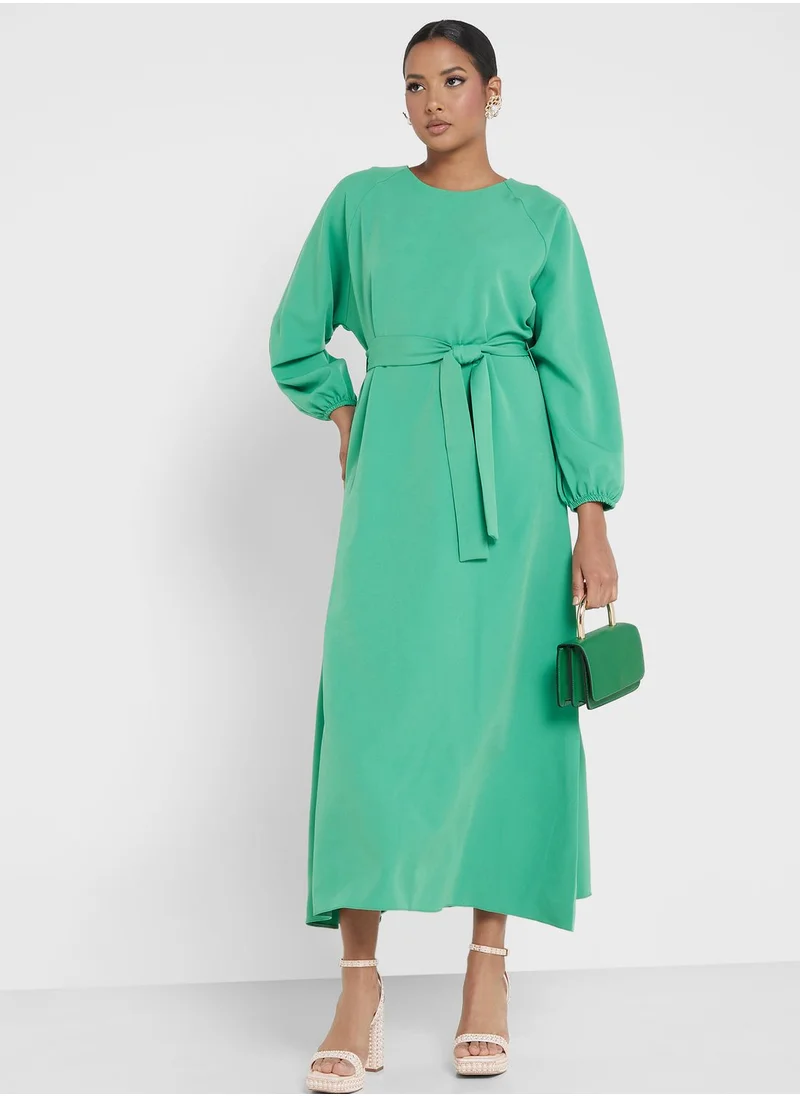 Khizana Belted A-Line Dress