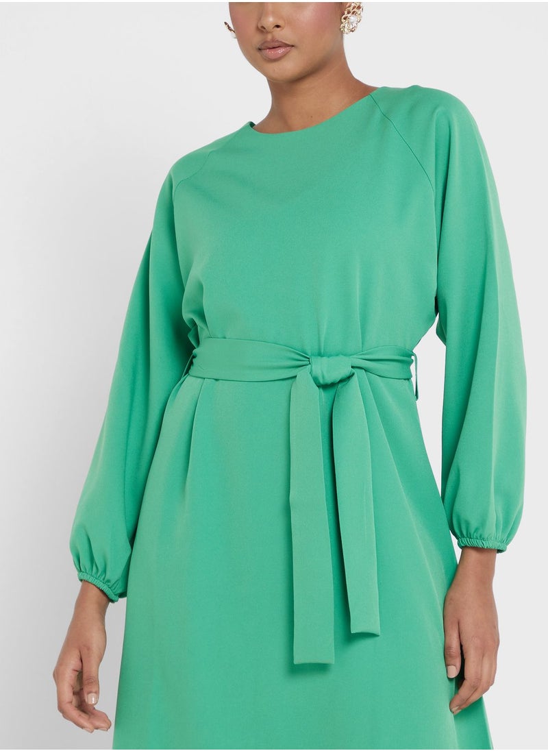 Khizana - Belted A-Line Dress - Image 1