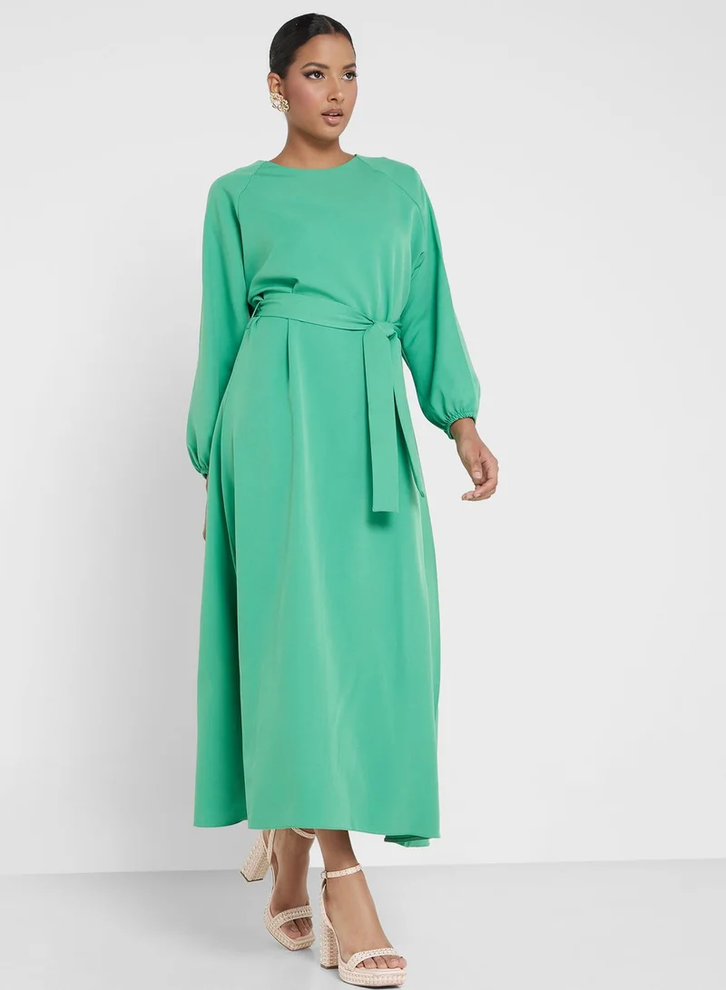 Khizana Belted Sleeve Dress