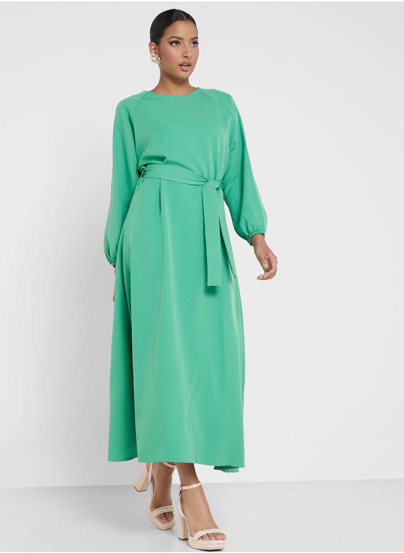 Khizana - Belted A-Line Dress - Image 1