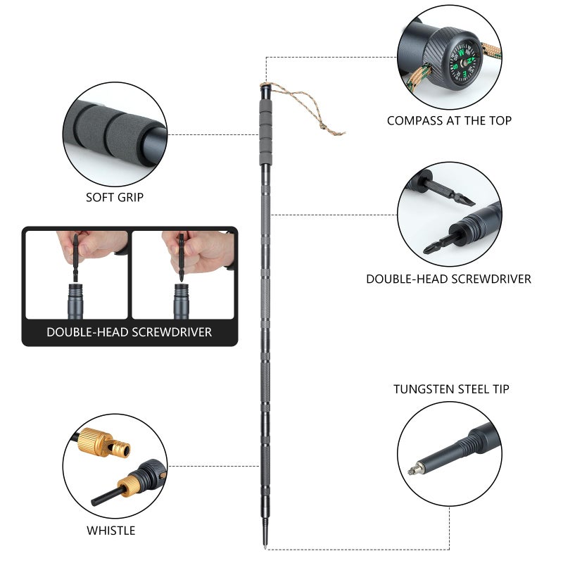 KEYPOWER Hiking Pole Detachable Lightweight for Hiking Stick Walking Pole for Man Women - Image 4