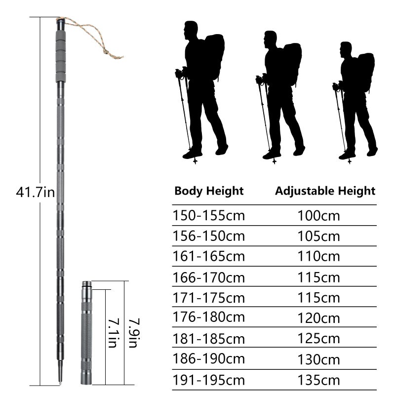 KEYPOWER Hiking Pole Detachable Lightweight for Hiking Stick Walking Pole for Man Women - Image 2