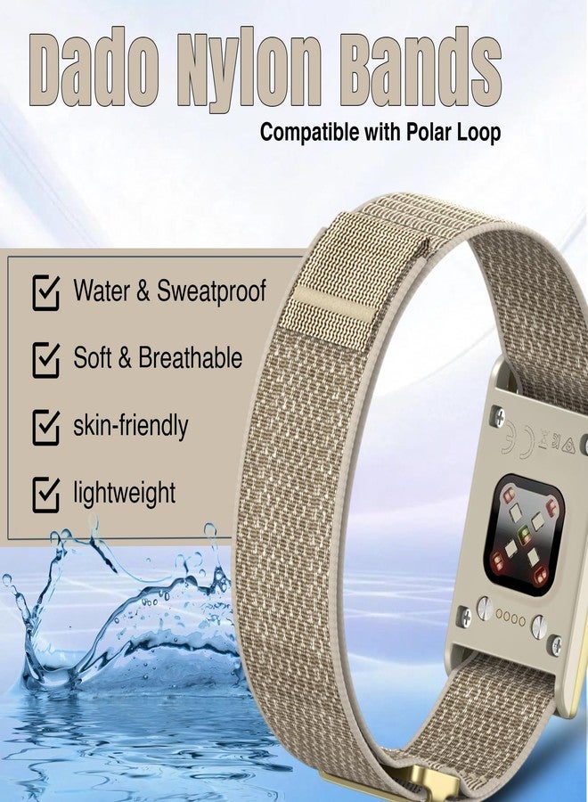 DADO Replacement Nylon Watch Band Compatible with Polar Loop Fitness Tracker – Breathable Sport Strap, Adjustable Hook & Loop Closure, Lightweight Wristband for Men & Women (Beige) - Image 2