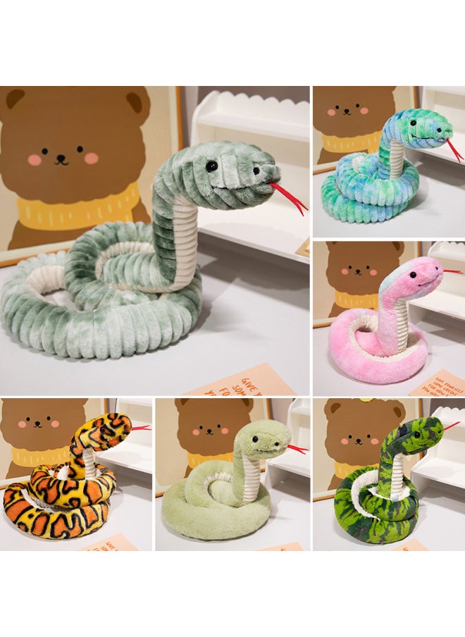 Snake Series Doll Plush Toy Year Of The Snake Mascot Multicolor Python Ornaments Children's Toys Cross Border-Color:Emerald Pattern Snake-Height:180cm [about 0.55kg]