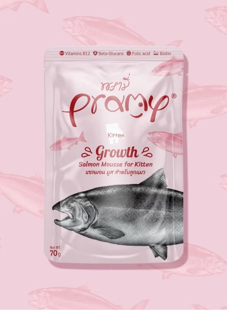 Pramy Cat Kitten Wet Food With Salmon Flavor - 6x70g - Rich in Vitamins & Omega for Healthy Development - Image 2