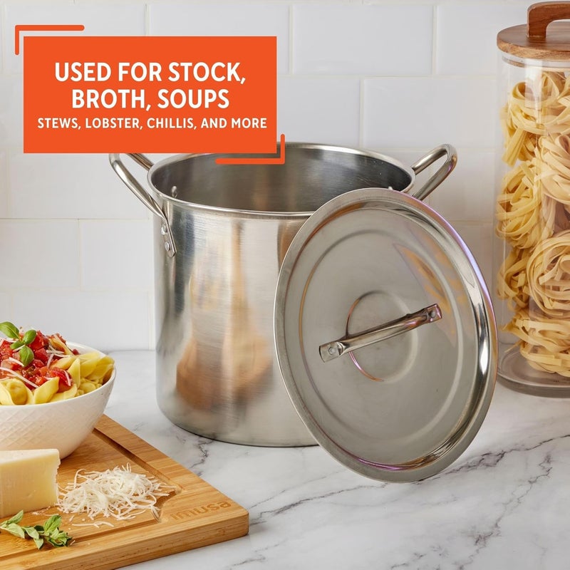 Imusa USA Stainless Steel Stock Pot with Lid 16-Quart, Silver - Image 5