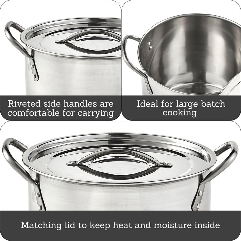Imusa USA Stainless Steel Stock Pot with Lid 16-Quart, Silver - Image 2