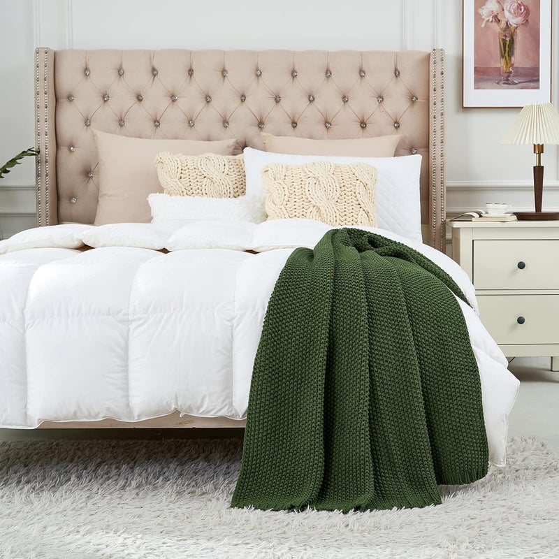 Longhui bedding لحاف منسوج بخيوط سميكة بلون أخضر زيتوني، خفيف الوزن، من مادة القطن العضوي بنسبة 100%، مناسب للأريكة أو سرير الأطفال أو غرفة الرضع، يتناسب مع الطراز الريفي الأنيق والعصري، مقاس 51” × 63”， مع كيس للغسيل مرفق. - Image 5
