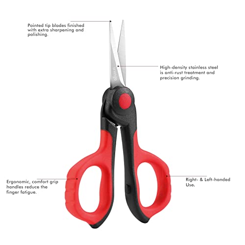 LIVINGO Professional Sewing Scissors Set: 8.5” Heavy Duty Sharp Titanium Coated Forged Stainless Steel Fabric Scissors, 4.5” Small Detail Embroidery Scissors, 5” Thread Snips, Comfort Grip, 3 Pack - Image 3