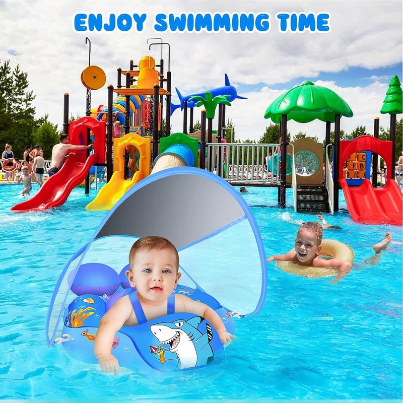 Pomefar Baby Swimming Float with UPF50+ Sun Canopy Baby Floats for Pool No Flip Overbaby Pool for Baby Age of 3-36 Months - Image 5