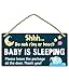 Fun-Plus Funplus Baby Sleeping Sign for Front Door  Do Not Knock or Ring  10x5 PVC Plastic Hanging SignPlease do not knock or ring the bell it upsets the dog which upsets the baby which upsets mom - Image 2