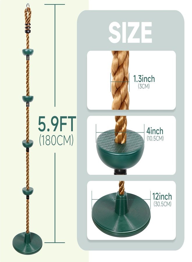 ZNCMRR Climbing Rope with Platforms and Disc Swing Seat Set Playground Accessories Including Bonus Hanging Strap & Carabiner Tree Swing for Kids Rope Swings for Tree - Image 2