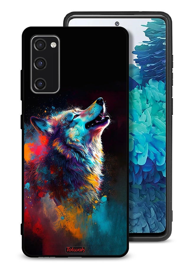 Tolwak Samsung Galaxy S20 FE Protective Case Cover Wolf Colorful Art - Image 1