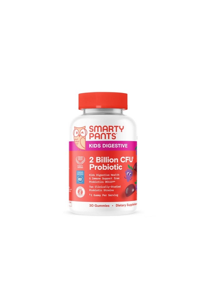 سمارتي بانتس حلوى SmartyPants Kids Probiotic Gummies لصحة الجهاز الهضمي: مكمل غذائي لصحة الأمعاء ودعم المناعة بـ 2 مليار وحدة تشكيل مستعمرة، بروبيوتيك مُدرَك سريريًا، خالٍ من الغلوتين، بنكهة العنب، 30 قطعة (كمية تكفي 30 يومًا) - Image 1