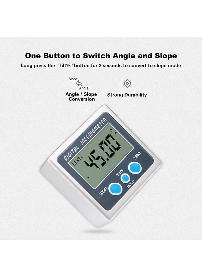 Multi-functional Digital Inclinometer Zinc Alloy Shell 360° Electronic Protractor Mini Digital Angle Gauge with Magnet
