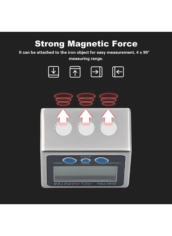 Multi-functional Digital Inclinometer Zinc Alloy Shell 360° Electronic Protractor Mini Digital Angle Gauge with Magnet