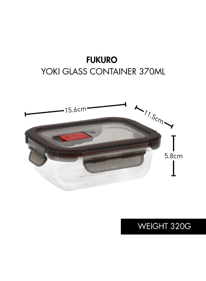 Fukuro Yoki Borosilicate Rectangle Airtight Glass Container (370ml) - Image 1
