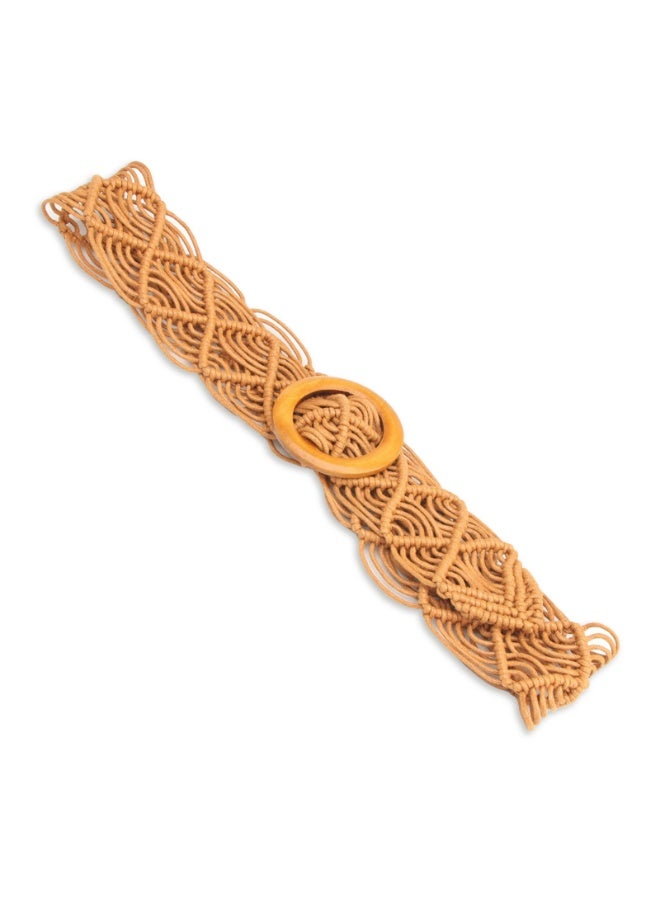 حبل الشمع المنسوجة حزام المنسوجة يدويا حزام أجوف حزام مشبك الخشب النسائي حزام تنورة زخرفية (الجمل) - Image 1