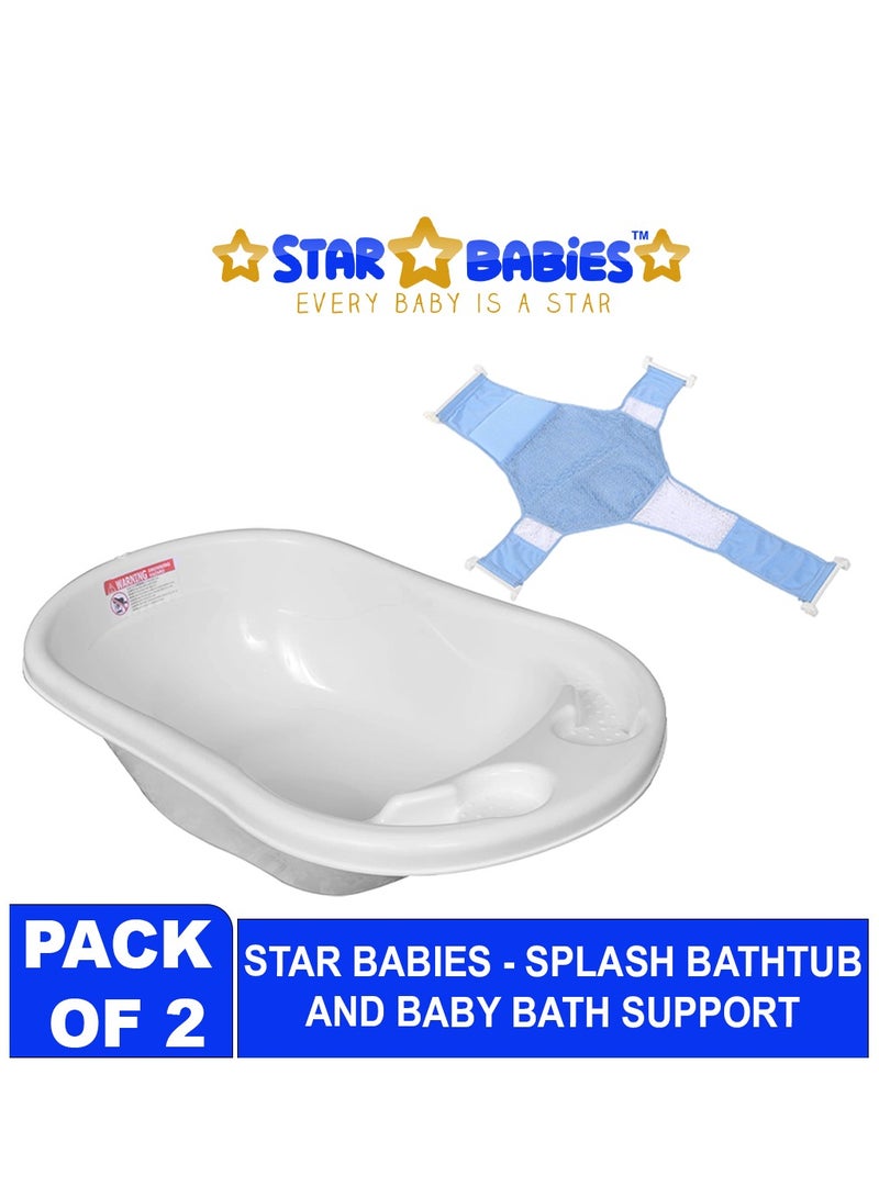 STAR BABiES Sunbaby Pack of 2 (Sunbaby Splash Bathtub with Bath Support) - White/Blue - Image 2