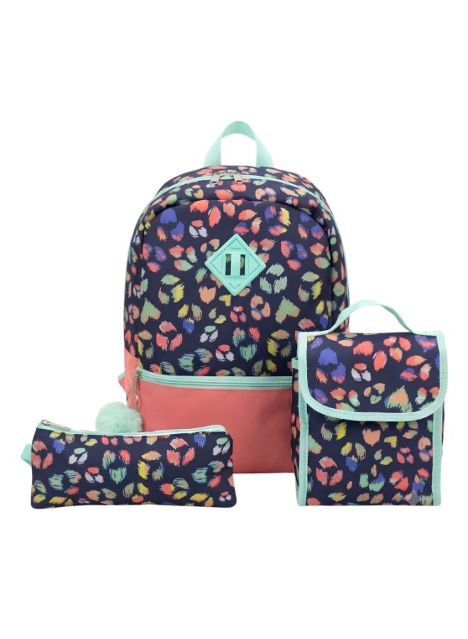Dealzlot 3-Piece Kids Backpack Set for Girls – School Backpack with Lunch Bag & Pencil Case | Floral Print Bookbag for Elementary School, Travel & Daily Use | Lightweight, Durable - Image 1