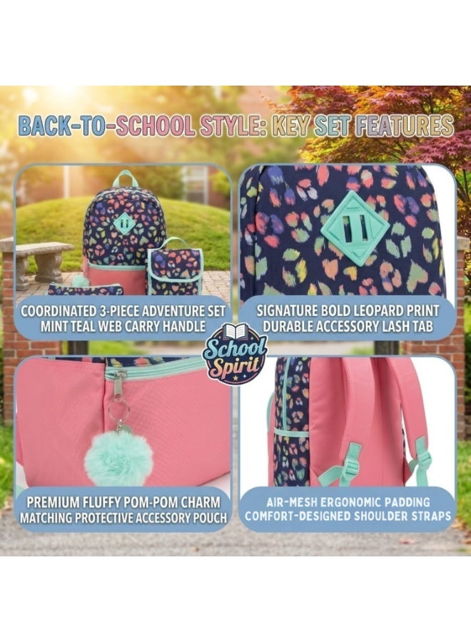 Dealzlot 3-Piece Kids Backpack Set for Girls – School Backpack with Lunch Bag & Pencil Case | Floral Print Bookbag for Elementary School, Travel & Daily Use | Lightweight, Durable - Image 3