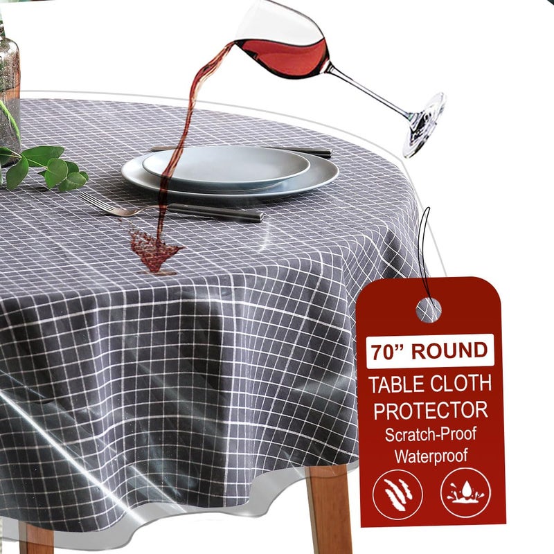 LAMINET HeavyDuty Deluxe Crystal Clear Vinyl Tablecloth Protector 70 Round