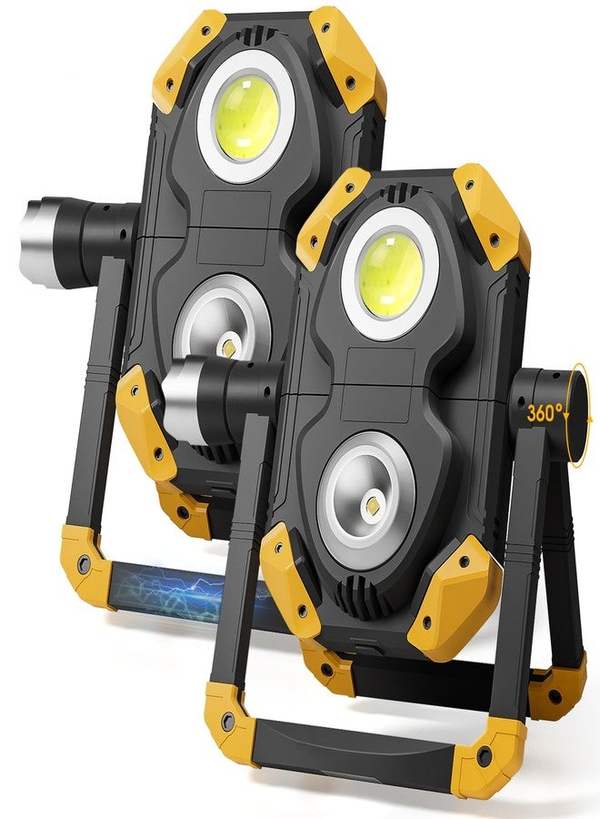 Samyoung 2 Pack 2500LM Magnetic Rechargeable Work Light, LED Work Light Rechargeable with 360° Rotation Stand & Foldable Design, 5 Lighting Modes Magnetic Flashlight for Car Repairing Camping Emergency - Image 1