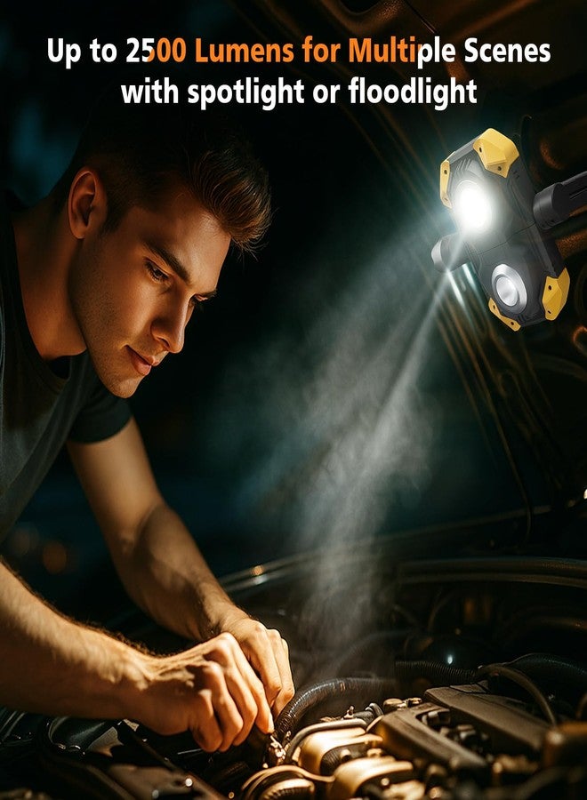 Samyoung 2 Pack 2500LM Magnetic Rechargeable Work Light, LED Work Light Rechargeable with 360° Rotation Stand & Foldable Design, 5 Lighting Modes Magnetic Flashlight for Car Repairing Camping Emergency - Image 3