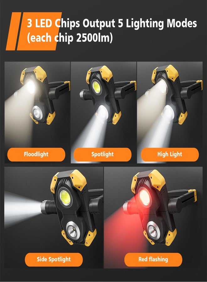 Samyoung 2 Pack 2500LM Magnetic Rechargeable Work Light, LED Work Light Rechargeable with 360° Rotation Stand & Foldable Design, 5 Lighting Modes Magnetic Flashlight for Car Repairing Camping Emergency - Image 2