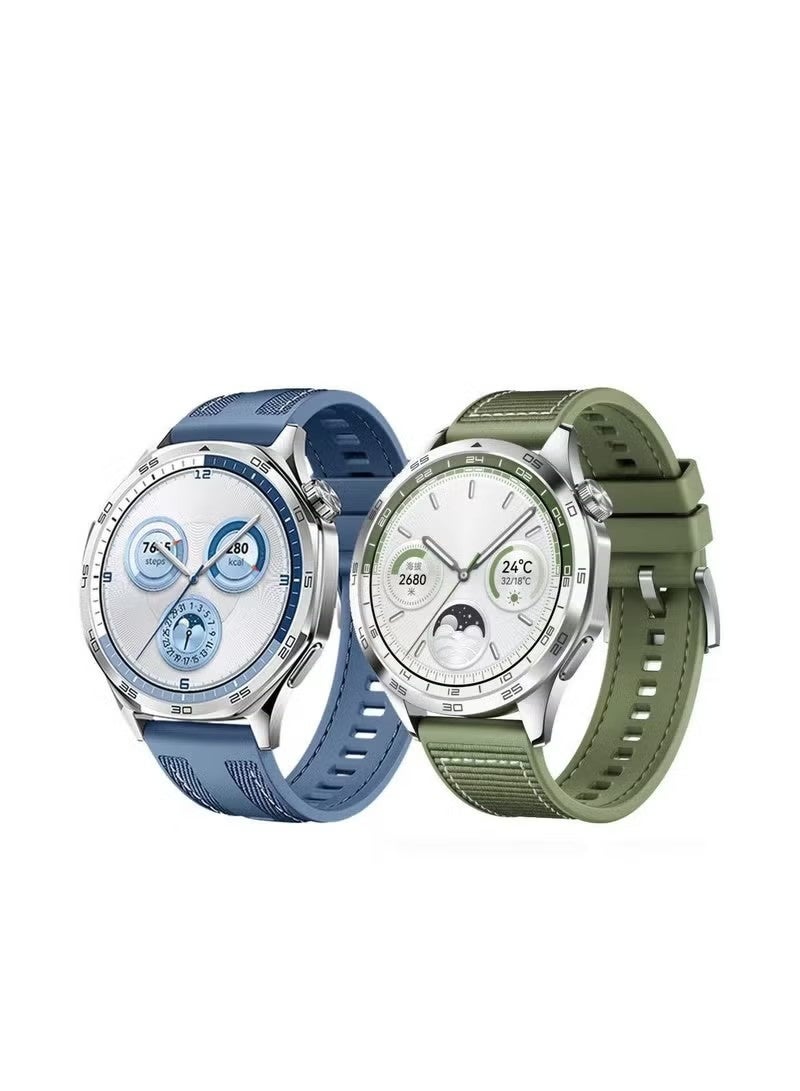 For Huawei GT5/GT4/GT3pro Watch with Silicone Nylon Wristband Braided Resurrection Watch with 46mm Blue/Green（22mm） - Image 1