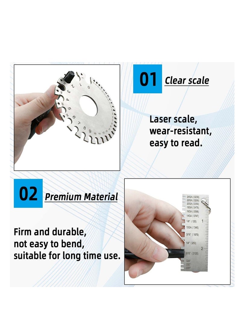 Stainless Steel Wire Metal Sheet, Standard Wire Welding Gage, Round Cable Sheet Stainless, Standard Thickness Metal Gauge, Wire Thickness Gauge for DIY, Construction, Decoration