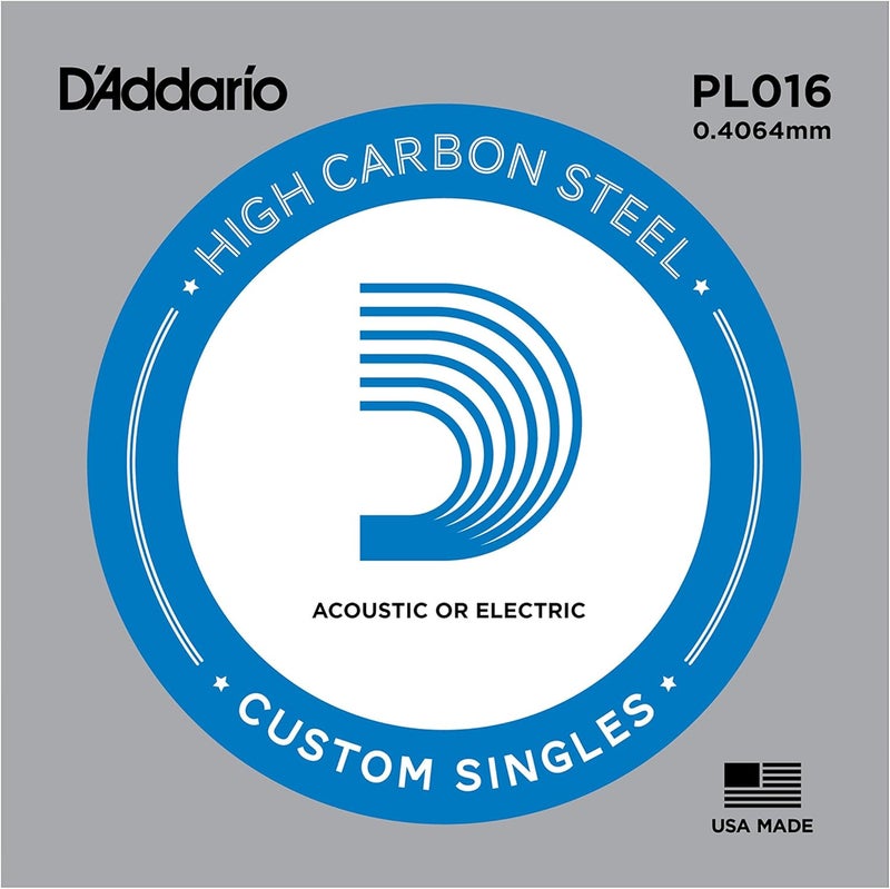 D'Addario PL016 Plain Steel Guitar Single String, .016 Gauge - Image 1