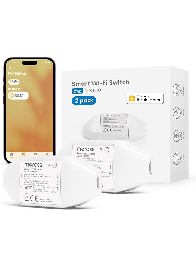 promass WiFi Smart Switch Works with Apple HomeKit, DIY Smart Switch Module Remote and Voice Control Compatible with Alexa, Google Home, SmartThings, DIY Smart Switch for Electrical Appliances 2 Pack - Image 1